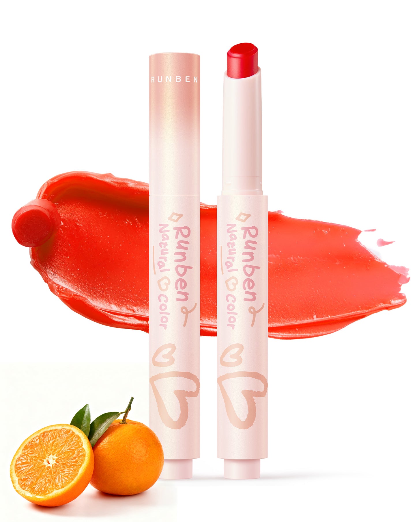RUNBEN Kids Tinted Lip Balm, Lips Gloss for Girls, 24H Moisturizing, Safe & Non-toxic Lipstick for Kids & Teen
