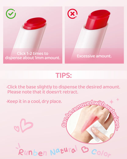 RUNBEN Kids Tinted Lip Balm,  Lips Gloss for Girls, 24H Moisturizing, Safe & Non-toxic Lipstick for Kids & Teen