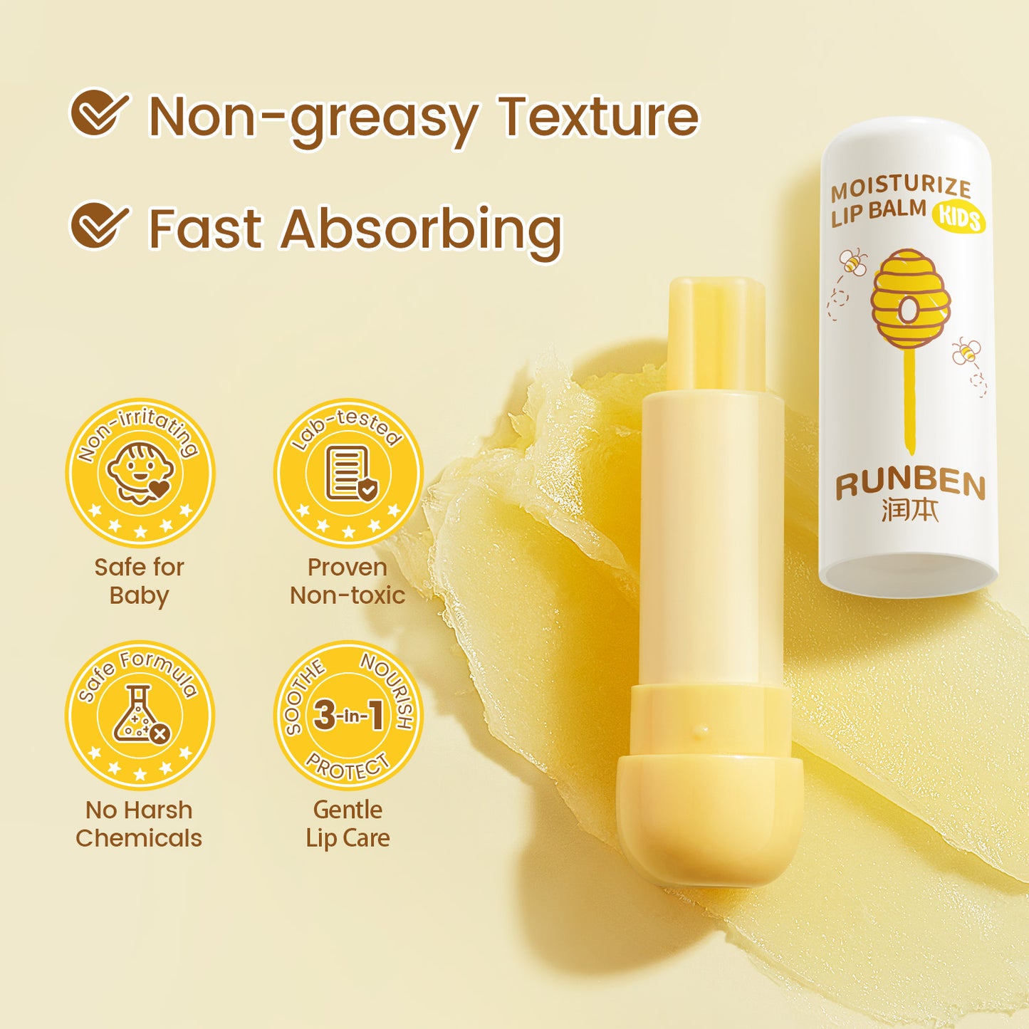 RUNBEN Moisturize Kids Lip Balm