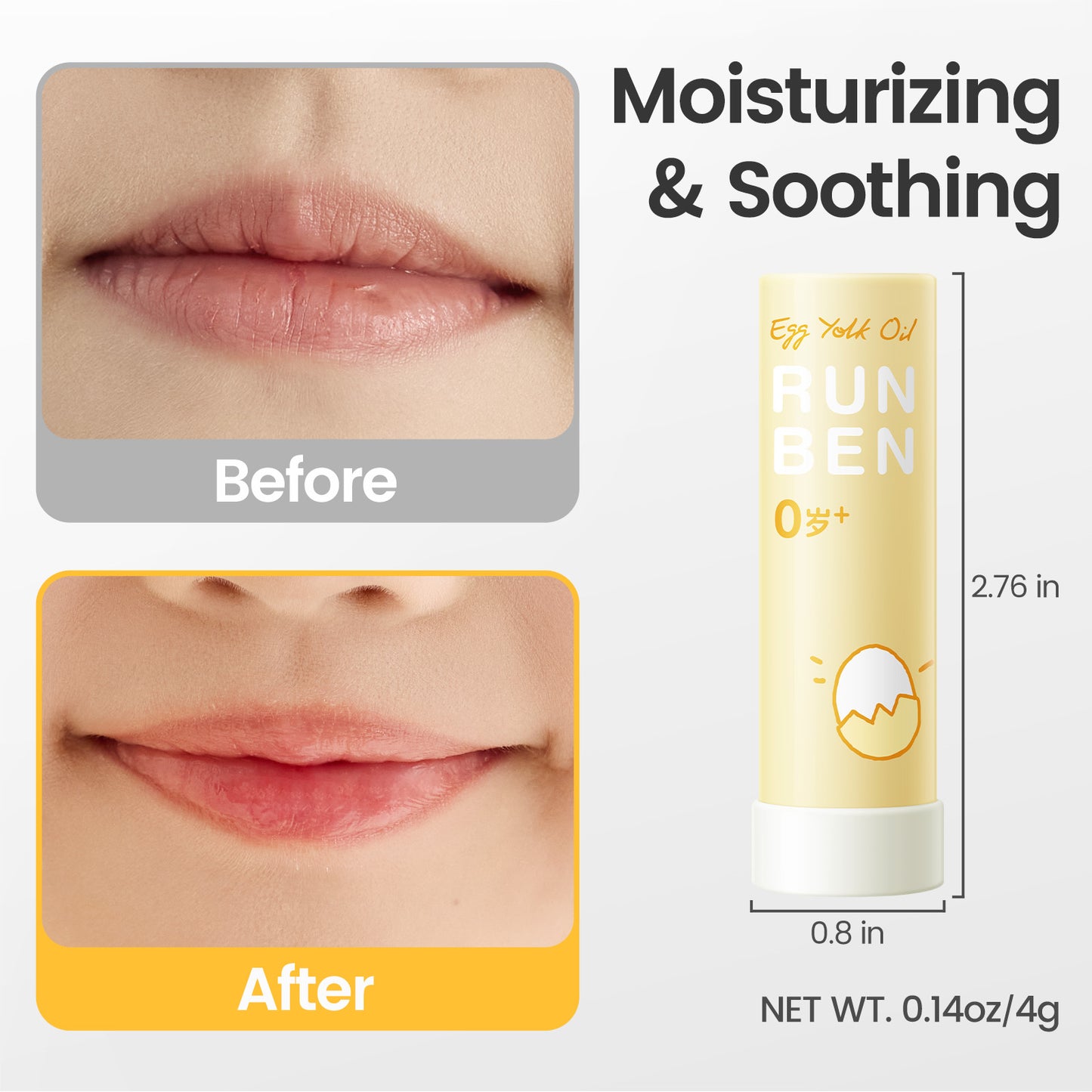 RUNBEN Baby Lip Balm with Egg Yolk Oil