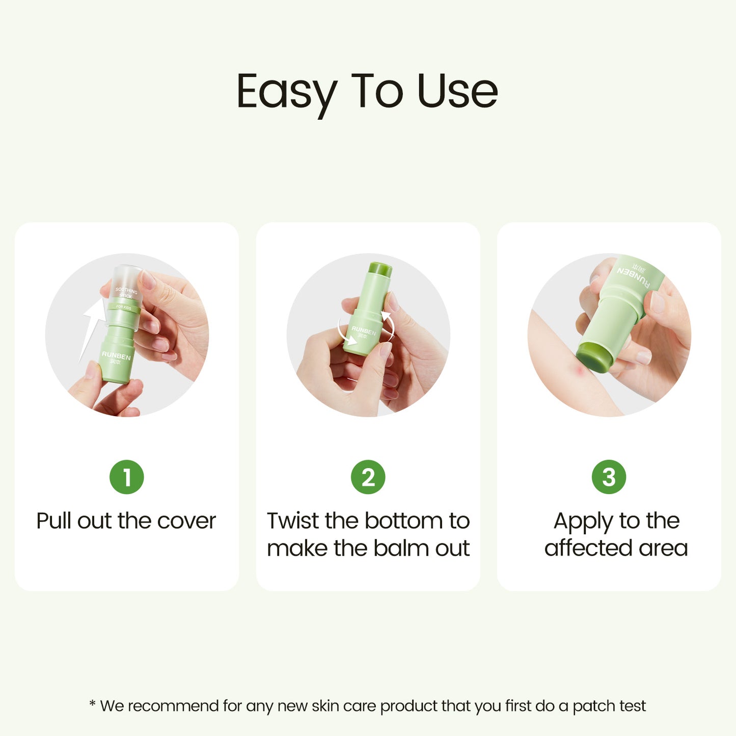 RUNBEN Mosquito Bite Itch Relief Stick, Safe Itch Relief for Baby & Kids