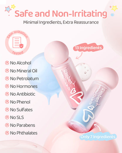 RUNBEN Kids Tinted Lip Oil, 48H Lasting Moisturizing, Glossy Lip Glow Oil, Safe & Non-toxic Makeup for Girls & Teen