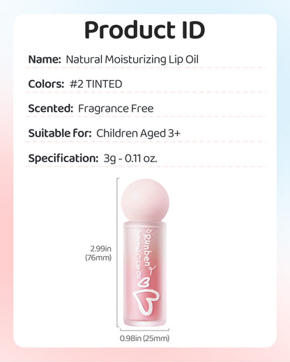 RUNBEN Kids Tinted Lip Oil, 48H Lasting Moisturizing, Glossy Lip Glow Oil, Safe & Non-toxic Makeup for Girls & Teen