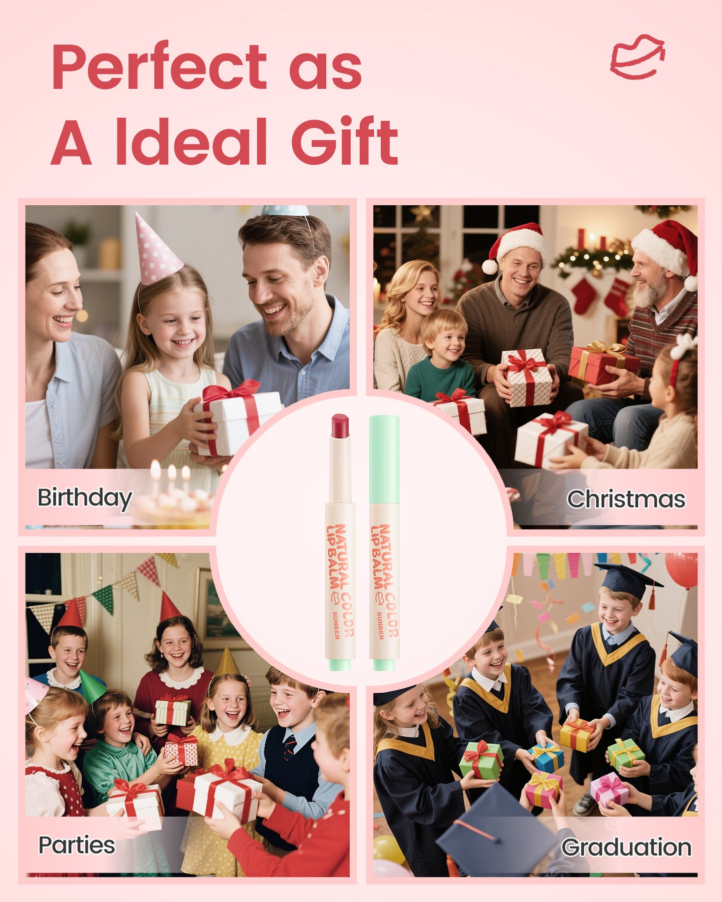 RUNBEN Kids Tinted Lip Balm - Juicy Pomegranate