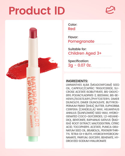 RUNBEN Kids Tinted Lip Balm - Juicy Pomegranate