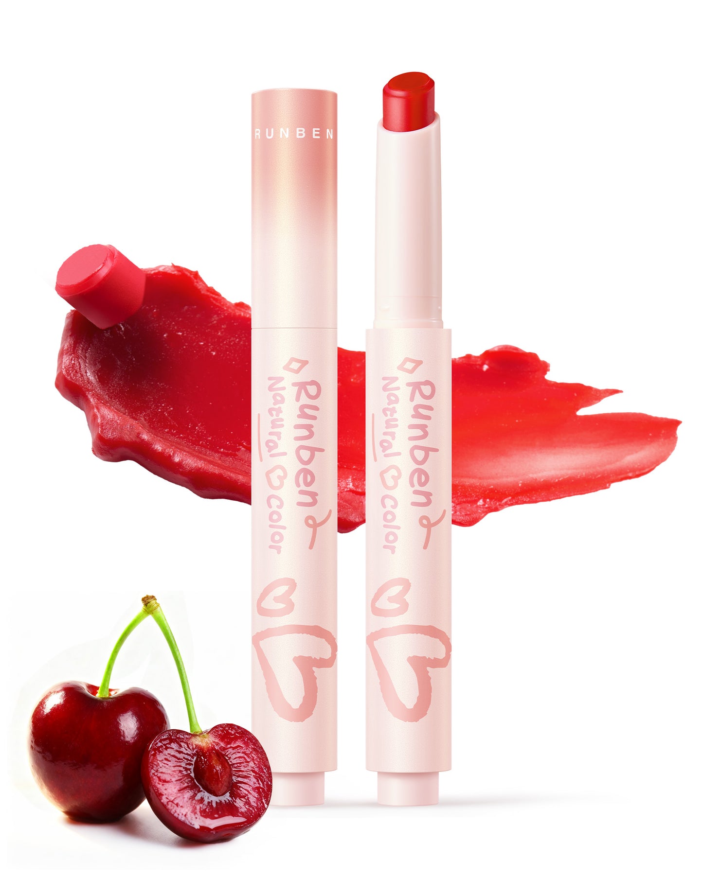 RUNBEN Kids Tinted Lip Balm,  Lips Gloss for Girls, 24H Moisturizing, Safe & Non-toxic Lipstick for Kids & Teen